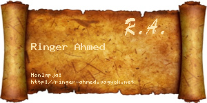 Ringer Ahmed névjegykártya